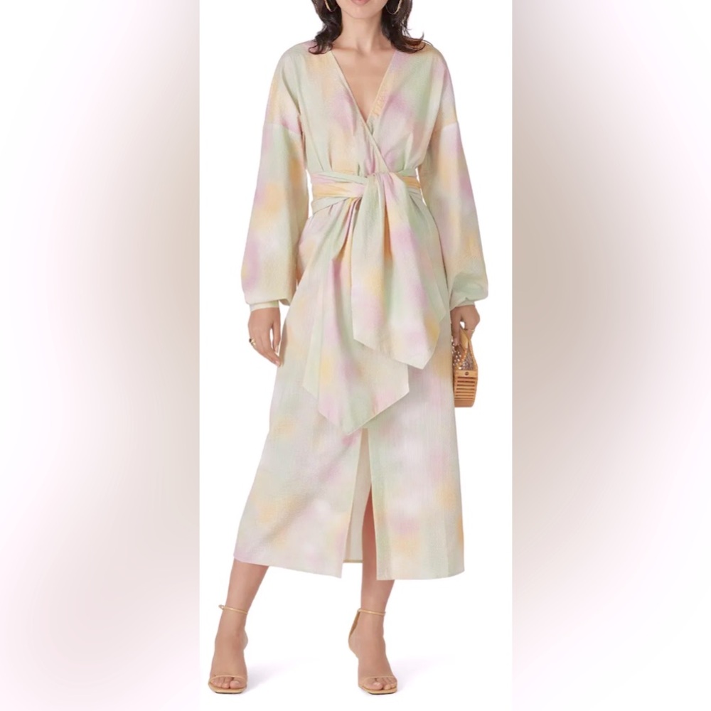 Just Female Pastel/tie dye Maxi Wrap Dress-  Size Medium